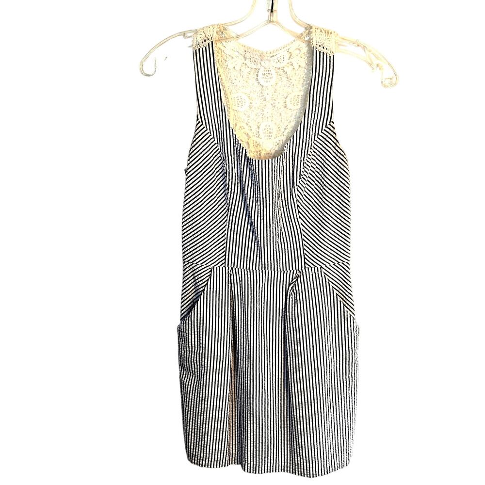 Sequin Hearts Juniors Dress 3White Gray Striped Sleeveless  Sun Misses Women's